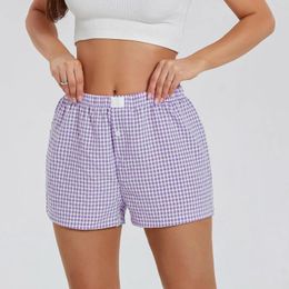 Women's Shorts Women Sports Cute Soft Plaid Print Button Front Summer Quick Dry Trousers Ladies Gym Fitness