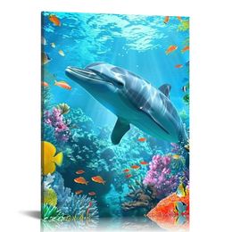 Canvas Wall Art for Living Room- family Bedroom Canvas Pictures Artwork Bathroom Wall Decor Ocean Theme Stretched and Framed Ready to Hang Modern Home Decor