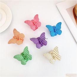 Hair Clips & Barrettes S2854 Fashion Jewellery Water Ripple Butterfly Clip For Women Girls Bobby Pin Resin Barrette Back Head Accessory Dhmri