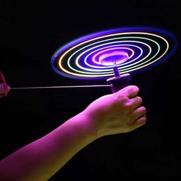 4D Beyblades Luminous frisbee propeller toy LED light pull rope flying UFO toy rotating top childrens outdoor game sports toy S245283