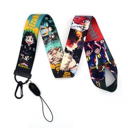 kids My Hero Academia anime Keychain ID Credit Card Cover Pass Mobile Phone Charm Neck Straps Badge Holder Keyring Accessories 043