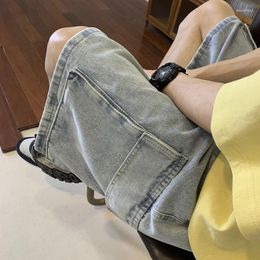 Jeans maschili pantaloni da carico vintage estate giunti elastici tasche corsettofuliche a livello medio pantaloncini