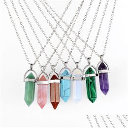 Collane a pendente nuova forma di moda naturale pietra naturale prisma esagonali quarzo turchese gemme cristalline gioielli per donne uomini drop drop delive dhotn