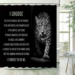 Shower Curtains Wild Leopard Black White Animal Inspirational Quotes Aphorisms Modern Polyester Fabric Bathroom Decor With Hooks