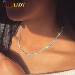 4MM CZ Tennis Necklace Promotion Best Lady Luxury Bling Cz Chokers Necklace & Pendant 1 Row Wedding Sexy Tennis Statement Women 0927 259P
