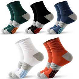 Men's Socks 5 Pairs Mens Ankle Socks With Cushion Athletic Running Socks Cotton Breathable Comfort for Basketball Sports Sock Men 38-45 Y240528