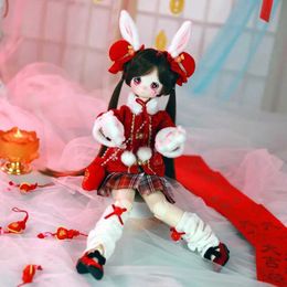 Dolls 1/4 Doll Match Girl Red clothes 40cm BJD Mechanical Joint Body Series tan skin 16 Inch Ball Full Set SD Kawaii Anime Figure Toy Y240528