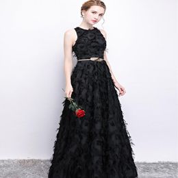Black One-shoulder Feather Lace Bridesmaid Dress Floor-length Bridesmaid Dress Formal Dress Bodice Gown Custom Made 255W