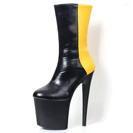 Boots Women Pole Dance Shoes 20CM High Heel Stripper Platform Side Zip Mixed Colours Sexy Fetish Nightclub Catwalk Ankle