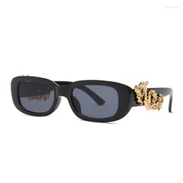 Sonnenbrille Retro Rechteck Sonnenbrille Marke Reisen kleiner Golddesigner Rahmen Feminino UV400 315U