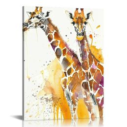 Cute Animal Wall Art Giraffe Painting Canvas Prints Framed Artwork Nursury Wall Decor Room Decor