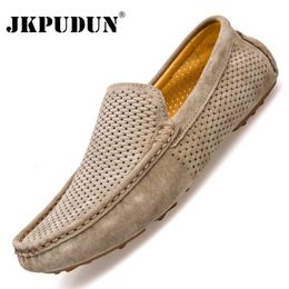 Genuine Leather Men Shoes Casual Luxury Brand Slip on Summer Designer Loafers Moccasins Breathable Italian Driving 240518