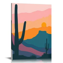 Arizona State Map Wall Art Print - 16x20 Silhouette Decor Print with Modern Abstract Desert Design. Makes a Great AZ-Themed Gift. Shades of Grey, Blue, Pink, Orange on White.