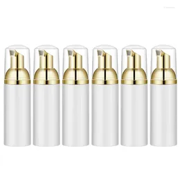 Liquid Soap Dispenser 50ML/1.7Oz Foam Bottle With Gold Pump 6Pcs Empty Travel Foaming Dispensers For Shampoo White