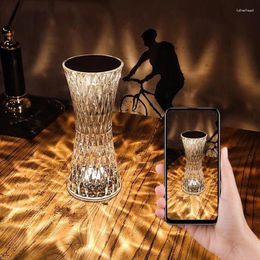 Table Lamps 3/16 Colors LED Crystal Lamp Small Waist Projector Touch Romantic Diamond Atmosphere Light USB Night For Bedroom