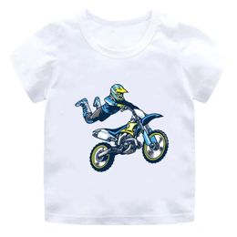 Funny Motorcycle Motocross Rider Cool Kids TShirt Baby Boys Casual T Shirt Children Streetwear GirlsBoys Clothes 315y 240521