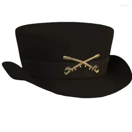 Berets MXMB Vintage Fedora Top Hat Victorian Age Black Short Brim Western Magician For Boy Men Adults Wool