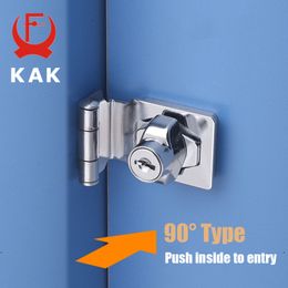 KAK 2.5-4 inch Punch-free Hasp Latch with Lock Zinc Alloy Door Lock Drawer Locks Letter Box Locker Office Cabinet Security Lock