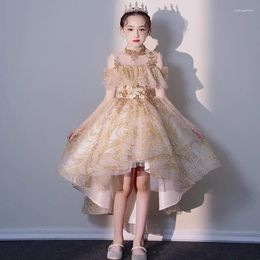 Girl Dresses Children's Host Dress Spring Piano Performance Little Runway Show Flower Princess Fluffy Gauze