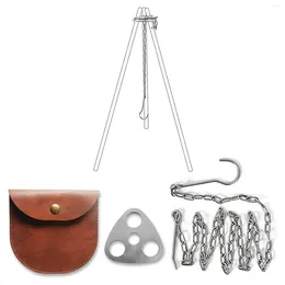 Cookware Sets Camping Hanging Tripod W/ Bag Pot Rack Hanger Bbq Steel Multifunction Fire For Picnic Bonfire Party Outdoor Tool