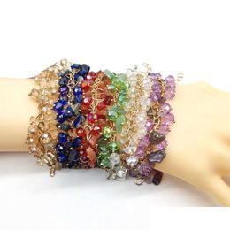 Charm Bracelets Irregar Natural Crystal Stone Handmade Beaded Party Club Decor Punk Energy Jewelry For Women Girl Drop Delivery Dhnq8