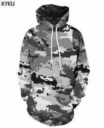 KYKU Camouflage Hoodie Men Streetwear Grey Camo 3d Hoodies Anime Print Sweatshirt Hooded Military Vintage Mens Clothing Pullover C7713118