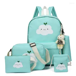 School Bags Kids Bag Set Primary Student Cute Backpack Shoulder Coin Purse Pencil Case Handbag 5-piece Suit Large Capacity