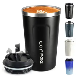Water Bottles 380/510ml Stainless Steel Coffee Cup Travel Leak-Proof Vacuum Thermal Mug Portable Tea Beverages Insulated Bottle