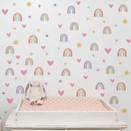 Wall Decor 4 pieces of 30 X 20cm PVC wall stickers Rainbow Star Love self-adhesive wall stickers for girls boys baby bedrooms kindergarten wall decorations d240528