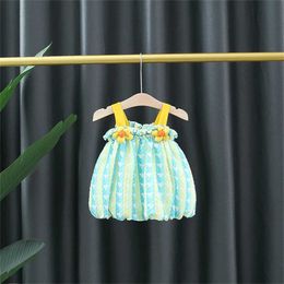 Girl's Dresses Newborn Baby Summer Dress Girl Foreign Flavour Flower Suspender Tutu Colourful Fashion Beach Outing Clothing Kid H240527 6ZEB