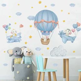 Wall Decor Cartoon elephant dream hot air balloon clouds childrens bedroom porch home decoration wall stickers self-adhesive anime poster d240528