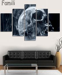 5pcs large HD printed painting digital skull canvas painting art modern home decor wall art picture for living room6548546