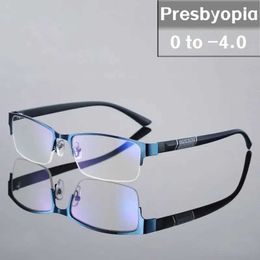 Sunglasses Mens Blue Light Blocking Reading Glasses Vintage Retro Metal Half Frame Eyeglasses Unisex Classic Business Eyewear Presbyopia Q240527