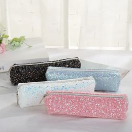 kawaii Glitter Pencil Case Box Pencilcase Pouch Bag Stationery Supplies Sequin Makeup Cosmetic 240528