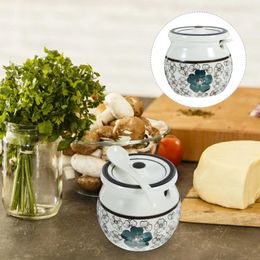 Dinnerware Sets Ceramic Canister Reusable Tea Condiment Storage Container Sugar With Spoon