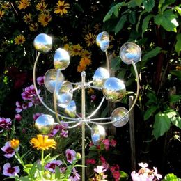 Garden Decorations Rotating Decorative Windmills Wrought Iron Outdoor Windmill Sculpture Silver Art Crafts Yard Ornament Home Decor For Lawn