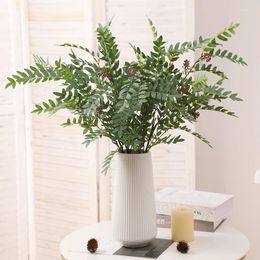 Decorative Flowers Htmeing 1pcs Artificial Eucalyptus Branches Green Plants Real Touch Leaves Fake Ficus Tree Steams Home Craft Garden