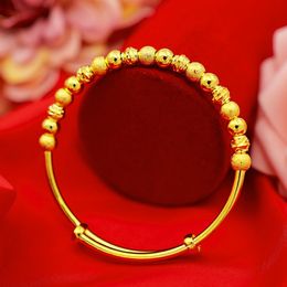 Beads Bangle Adjustable Bracelet 18k Yellow Gold Filled Womens Bangle Gift Diameter 60mm Charm Statement Jewellery 287V