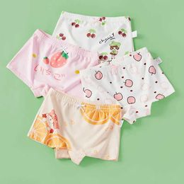 Panties 4PCS Girls Soft Cotton Antibacterial Panties Kids Thin Breathable Briefs Baby Cute Print Knickers 3+y Young Children Underwears Y24052819WY