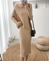 Elegant Tracksuit Women 2 Two Piece Set Outfits Sweater Suit Pullover Casual Cotton Matching Sets Winter Dress Suit Knitted V9176228810