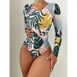 Women's Swimwear Cikini-One Piece Long Sleeved Swimsuit For Women Printed Diving Suit Snorkeling Summer Beach Bathing