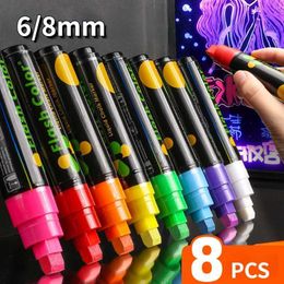 Watercolor Brush Pens Markers 8 colors of liquid chalk markers washable and erasable neon for blackboard glass window childrens art WX5.27