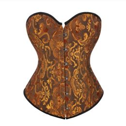Women Corset Bustier Top Erotic Floral Satin Overbust Bridal Wedding Sexy Lingerie Lace Up Vintage Brocade Body Shaper Corsets