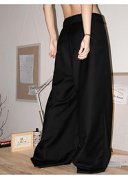 Men's Pants High Waist Loose Three-Dimensional Suit And Women's Black Casual Wide-Leg Mopping Trousers