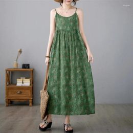 Casual Dresses Thin Light Cotton Soft Loose Summer Sleeveless Strap Dress Fashion Women Holiday Outdoor Travel Style Beach Long
