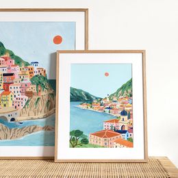 Vintage Travel City Poster Positano,Barcelona,Lisbon,Seville,Lake Garda,Cinque Terre,Santorini,Landscape Canvas Print Home Decor