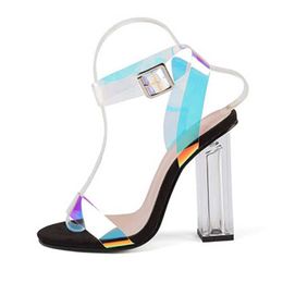 Dress Shoes 2023 Sexy Heels Women Plus Size Fashion PVC Transparent Woman Pumps Ladies Clear High Summer Sandals H240527 4K1R