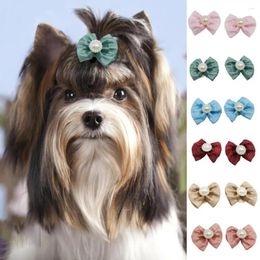 Dog Apparel 12Pcs Pet Hair Bows Lotus Leaf Lace Grooming Accessory Soft Texture Pretty Dogs Bow Ties For Festival