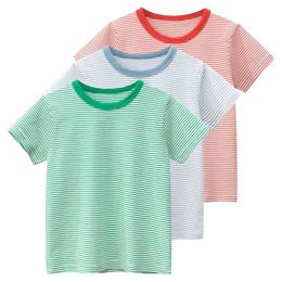 T-shirts T-shirts Pin-stripe T Shirt Boys 2024 Summer New Casual Short Sleeve O-Neck T-Shirt Childrens Clothing Kids Clothes Boy Cotton Tops Tees WX5.27