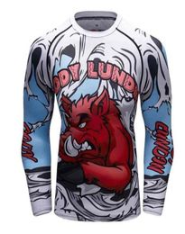 Men Compression Shirts 3d Anime Red wild boar Tshirt Printed Sleeves Fitness Long Sleeves Tight Men BJJ MMA T Shirt Rash Guard 215549252